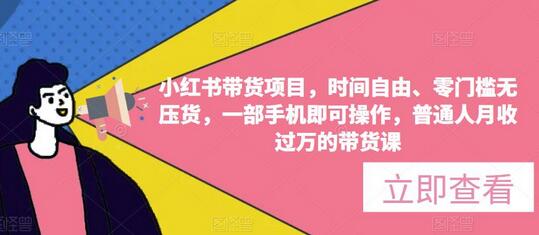 小红书带货项目,时间自由、零门槛无压货,一部手机即可操作,普通人月收过万的带货课-冒泡网