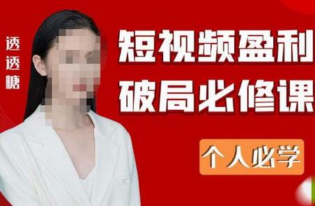 2023最新透透糖短视频盈利破局必修课——个人必学-冒泡网