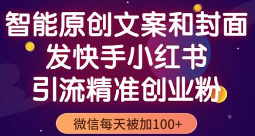 智能原创封面和创业文案，快手小红书引流精准创业粉，微信每天被加100+（揭秘）-冒泡网