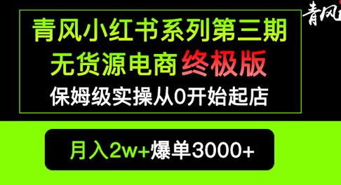 小红书无货源电商爆单终极版【视频教程+实战手册】保姆级实操从0起店爆单-冒泡网