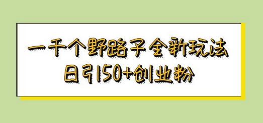 一千个野路子全新玩法 日引50+创业粉-冒泡网