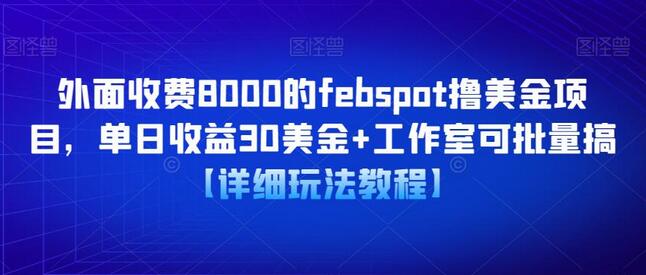 外面收费8000的febspot撸美金项目，单日收益30美金+工作室可批量搞【详细玩法教程】-冒泡网