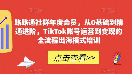 路路通社群年度会员,从0基础到精通进阶,TikTok账号运营到变现的全流程出海模式培训-冒泡网