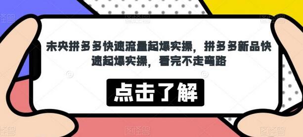 未央拼多多快速流量起爆实操,拼多多新品快速起爆实操,看完不走弯路-冒泡网