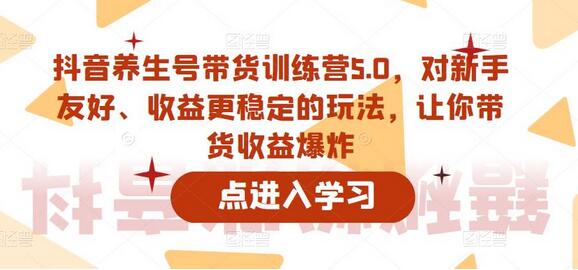 抖音养生号带货训练营5.0,对新手友好、收益更稳定的玩法,让你带货收益爆炸(更新)-冒泡网