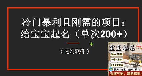 【新课】冷门暴利项目：给宝宝起名（一单200+）内附教程+工具-冒泡网