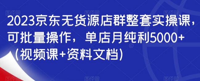 2023京东无货源店群整套实操课,可批量操作,单店月纯利5000+(视频课+资料文档)-冒泡网