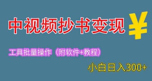 2023中视频抄书变现(附工具+教程),一天300+,特别适合新手操作的副业-冒泡网