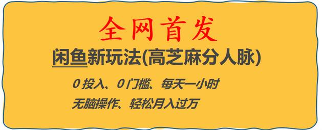 全网首发! 闲鱼新玩法(高芝麻分人脉)0投入 0门槛,每天一小时,轻松月入过万-冒泡网