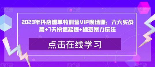 2023年抖店爆单特训营VIP现场课：六大实战篇+7天快速起爆+标签暴力玩法-冒泡网