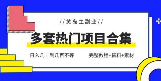 黄岛主副业多套热门项目合集：日入几十到几百不等（完整教程+资料+素材）-冒泡网