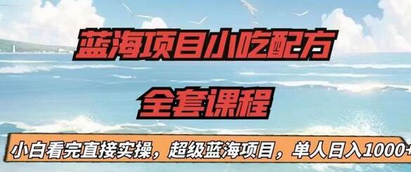 蓝海项目小吃配方全套课程,小白看完直接实操,单人日入1000+-冒泡网