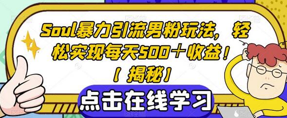 Soul暴力引流男粉玩法,轻松实现每天500+收益!-冒泡网
