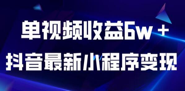抖音最新小程序变现项目,单视频收益6w+,小白可做-冒泡网