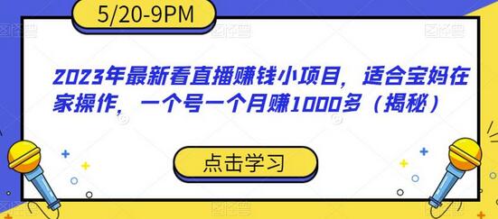 2023年最新看直播赚钱小项目，适合宝妈在家操作，一个号一个月赚1000多-冒泡网
