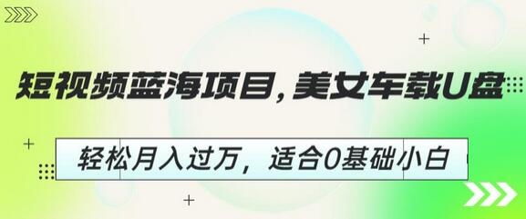 短视频蓝海项目，美女车载U盘，轻松月入过万，适合0基础小白-冒泡网