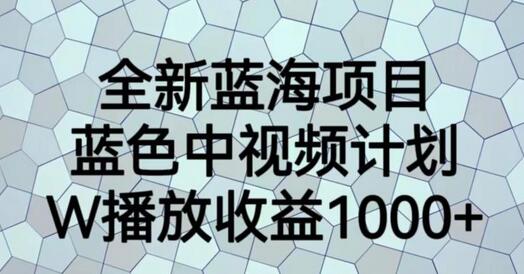 全新蓝海项目，蓝色中视频计划，1W播放量1000+-冒泡网
