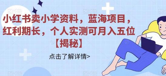 小红书卖小学资料，蓝海项目，红利期长，个人实测可月入五位-冒泡网