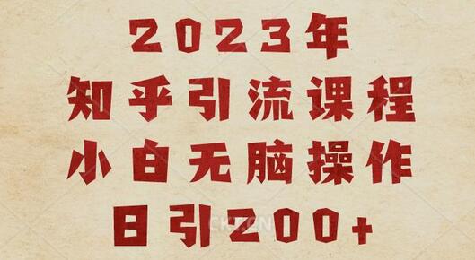 2023知乎引流课程，小白无脑操作日引200+-冒泡网
