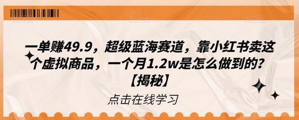 一单赚49.9,超级蓝海赛道,靠小红书卖这个虚拟商品,一个月1.2w是怎么做到的?-冒泡网