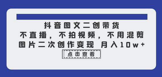 抖音图文二创带货，不直播，不拍视频，不用混剪，图片二次创作变现 月入10w-冒泡网