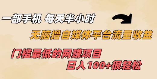 一部手机 每天半小时 无脑撸自媒体平台流量收益 门槛最低 日入100+-冒泡网