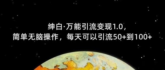 绅白·万能引流变现1.0，简单无脑操作，每天可以引流50+到100+-冒泡网