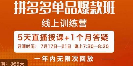 钟辰·拼多多单品爆款班,一个拼多多超级爆款养一个团队-冒泡网