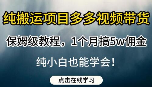纯搬运项目多多视频带货保姆级教程，1个月搞5w佣金，纯小白也能学会-冒泡网
