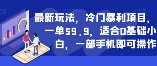 最新玩法,冷门暴利项目,一单59.9,适合0基础小白,一部手机即可操作-冒泡网