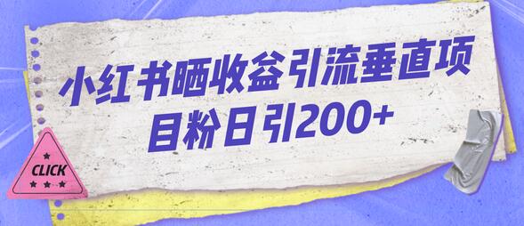 小红书晒收益图引流垂直项目粉日引200+-冒泡网