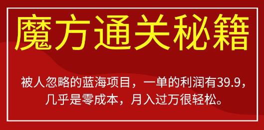 被人忽略的蓝海项目,魔方通关秘籍一单利润有39.9,几乎是零成本-冒泡网