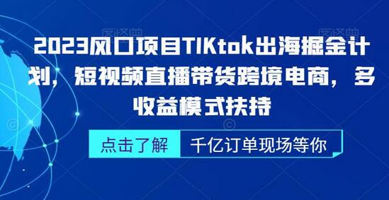 2023风口项目TikTok出海掘金计划，短视频直播带货跨境电商，多收益模式扶持-冒泡网