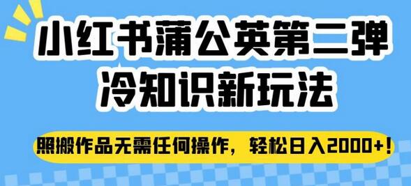 小红书蒲公英第二弹冷知识新玩法，照搬作品无需任何操作，轻松日入2000+-冒泡网