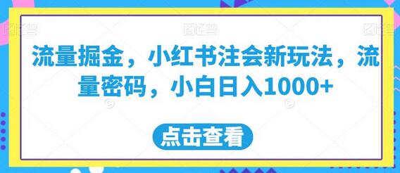 流量掘金,小红书注会新玩法,流量密码,小白日入1000+-冒泡网