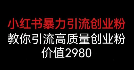 小红书暴力引流创业粉,教你引流高质量创业粉,价值2980-冒泡网