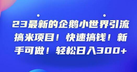 23最新的企鹅小世界引流搞米项目!快速搞钱!新手可做!轻松日入300+-冒泡网