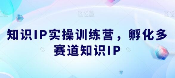 知识IP实操训练营,孵化多赛道知识IP-冒泡网