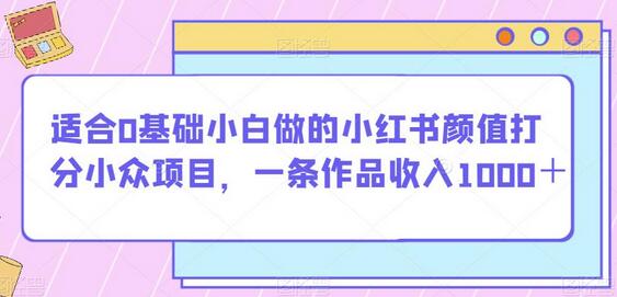 适合0基础小白做的小红书颜值打分小众项目,一条作品收入1000+-冒泡网
