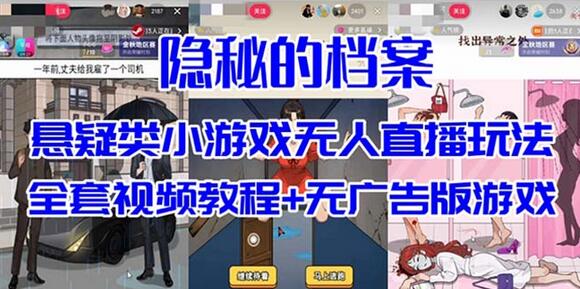 抖音爆火的悬疑解谜小游戏【隐秘的档案】无人直播玩法【教程+游戏+工具】-冒泡网