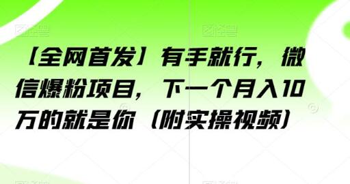 微信爆粉项目,下一个月入10万的就是你(附实操视频)-冒泡网