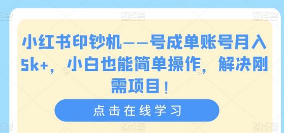 小红书—号成单账号月入5k+，小白也能简单操作，解决刚需项目-冒泡网