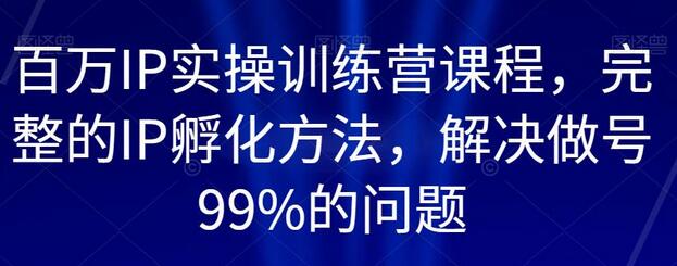 百万IP实操训练营课程，完整的IP孵化方法，解决做号99%的问题-冒泡网