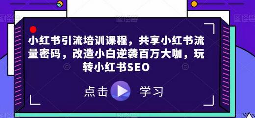 小红书引流培训课程，共享小红书流量密码，改造小白逆袭百万大咖，玩转小红书SEO-冒泡网
