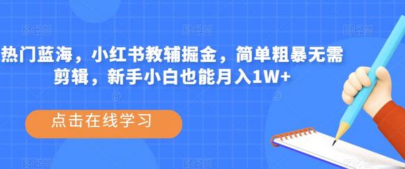 热门蓝海，小红书教辅掘金，简单粗暴无需剪辑，新手小白也能月入1W+-冒泡网