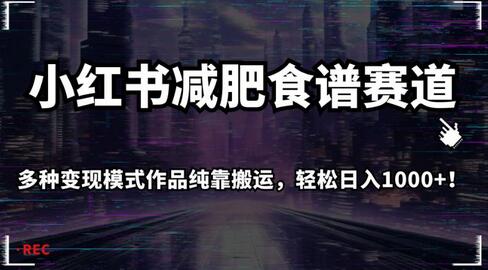 小红书减肥食谱赛道，多种变现模式作品纯靠搬运，轻松日入1000+-冒泡网