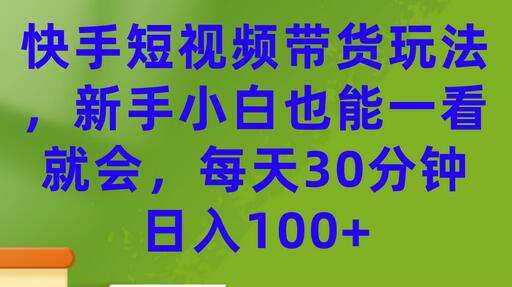 快手短视频带货玩法，新手小白也能一看就会，每天30分钟日入100+-冒泡网