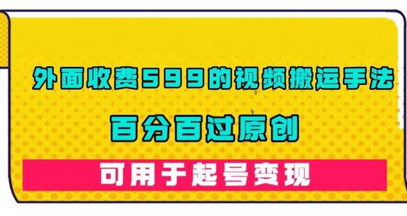 外面收费599的视频搬运手法,百分百过原创,可用起号变现-冒泡网