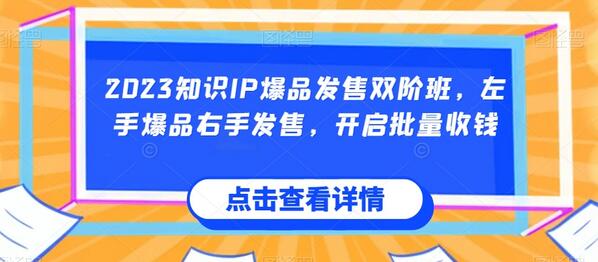 2023知识IP爆品发售双阶班，左手爆品右手发售，开启批量收钱-冒泡网