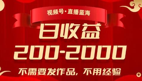 视频号直播蓝海,不需要发作品,不用经验,日入200-2000+-冒泡网